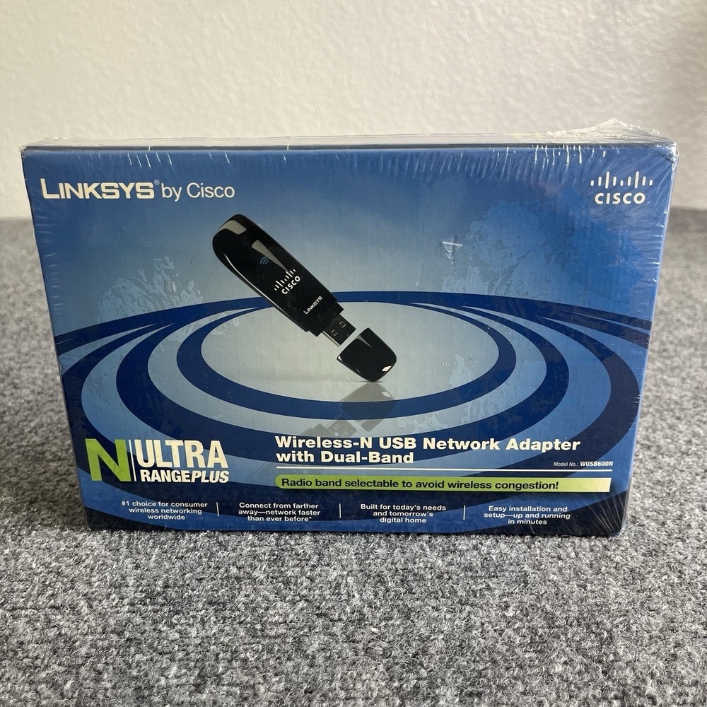 Brand New Cisco Linksys WUSB600N Dual-Band USB Wi-Fi Wireless-N Network Adapter